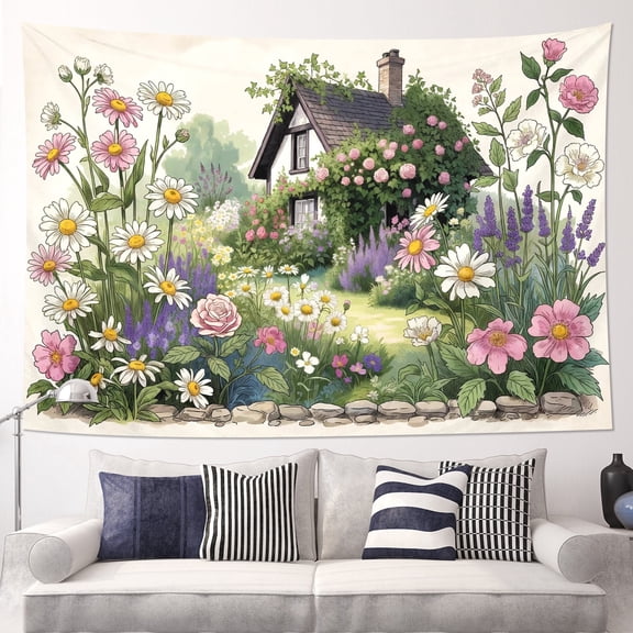 Bohemian Tapestry Wall Hanging,Wildflower Floral Tapestries for Dorm Living Room Bedroom Decor,Boho Wall Art,Sofa Cover,Photo Background,40"x30"