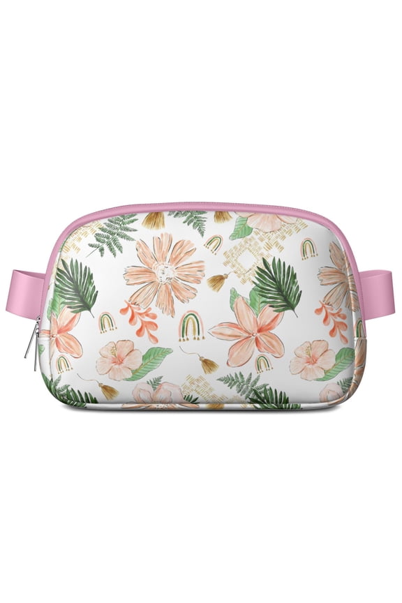 Cottagecore Floral Waist Bag – Wildflower Fanny Pack with Hummingbird, Roses & Watercolor Garden Bloom