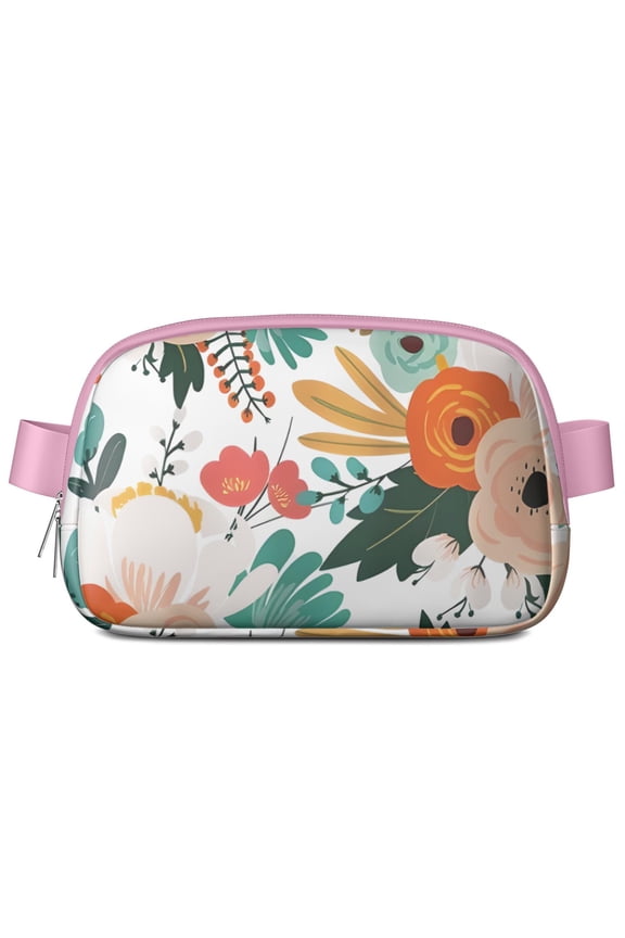 Cottagecore Floral Waist Bag – Wildflower Fanny Pack with Hummingbird, Roses & Watercolor Garden Bloom