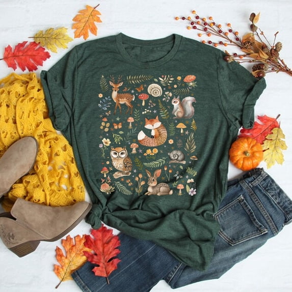 Cottagecore Forest Animals Shirt: Retro Fall Nature Tee