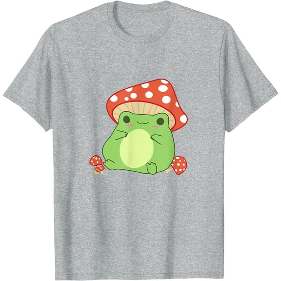Cottagecore Frog Aesthetic Cute With Mushroom Hat Unisex T-Shirt for Men Women Kids Toddler,Sport Grey Color,Size YXL