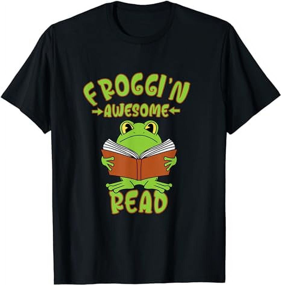 Cottagecore Frog Reading Froggin' Awesome Read Funny Pun T-Shirt ...