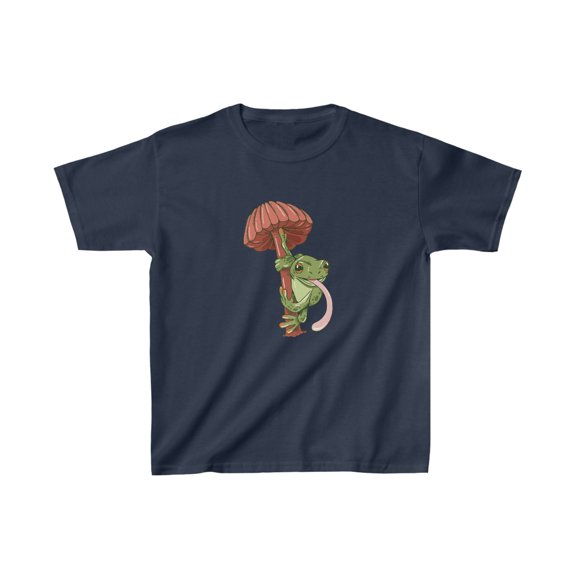 Cottagecore Frog on Mushroom Cute Frog Lover Kids T-Shirt