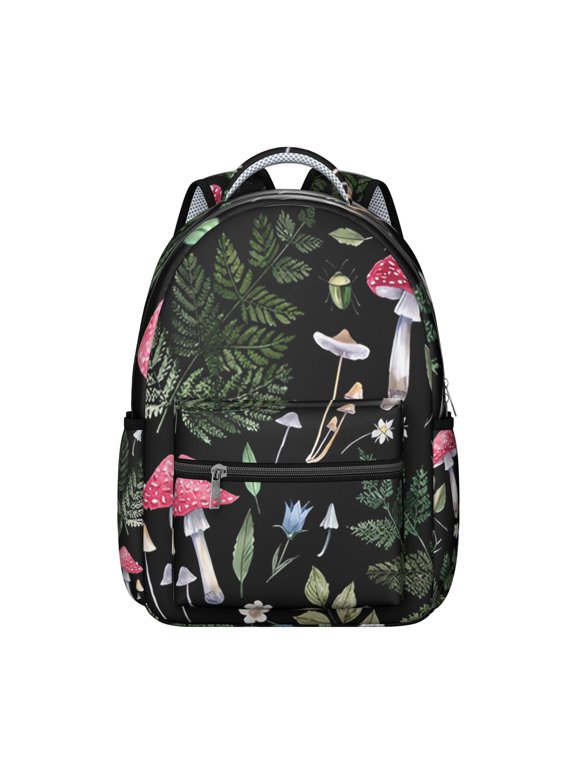 Fungi Backpack Boho Vintage Magical Forest Mushrooms and Fairy Tale Design Psychedelic Trippy School Bag