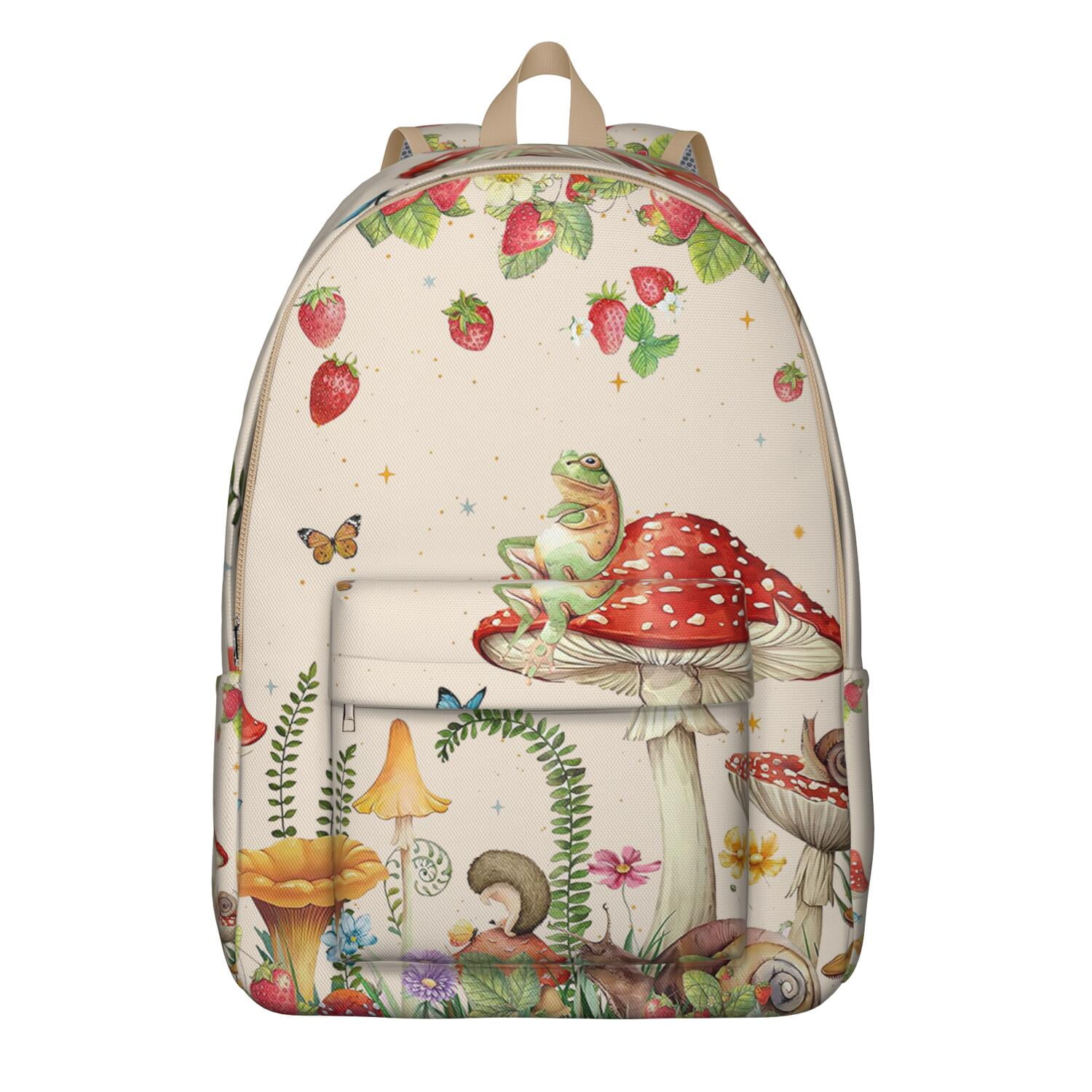 Cottagecore Fungi Backpack, Durable School Bag Featuring Vintage ...