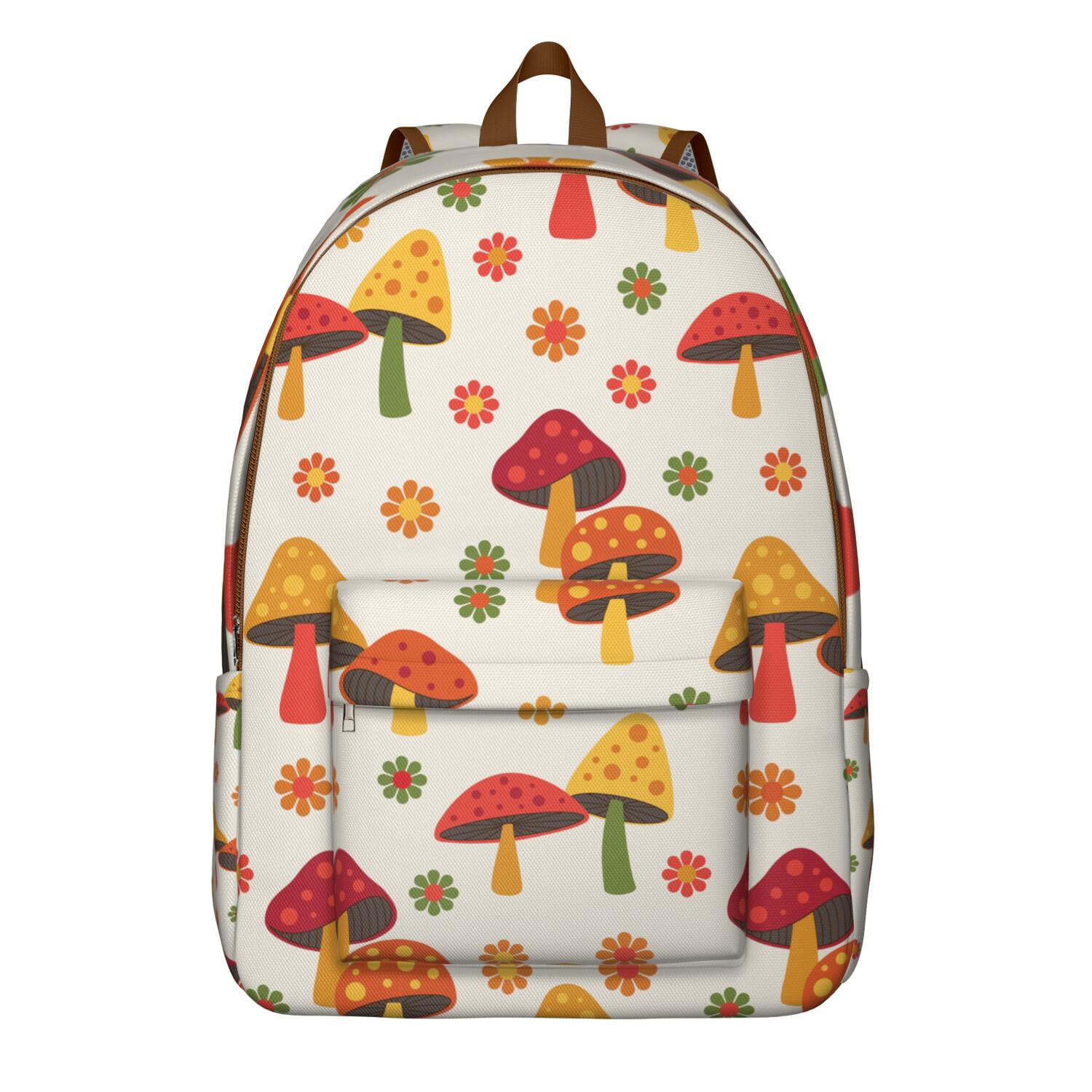 Cottagecore Fungi Backpack, Durable School Bag Featuring Vintage ...