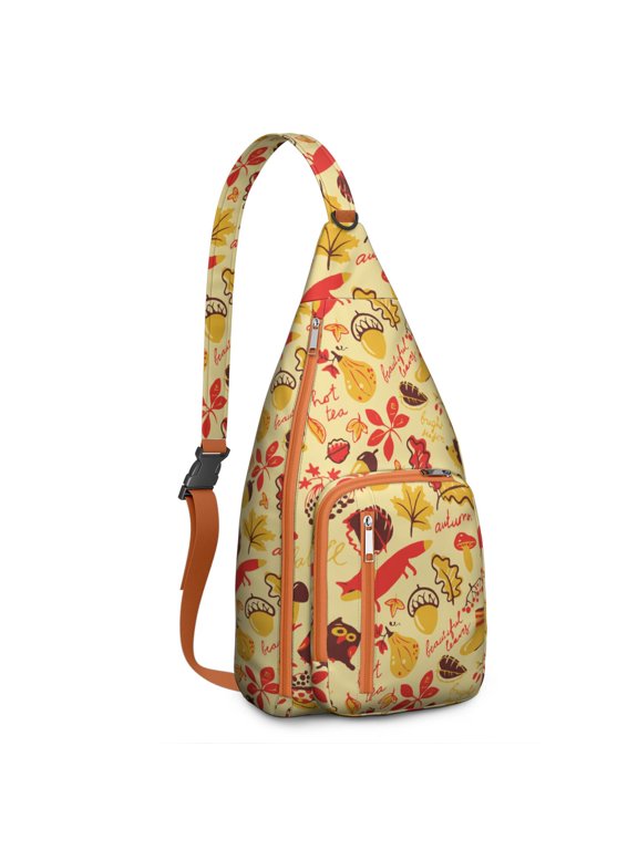 Cottagecore Fungi Crossbody Bag - Whimsical Woodland, Water-Resistant, 19.9×9.4×3.0inch