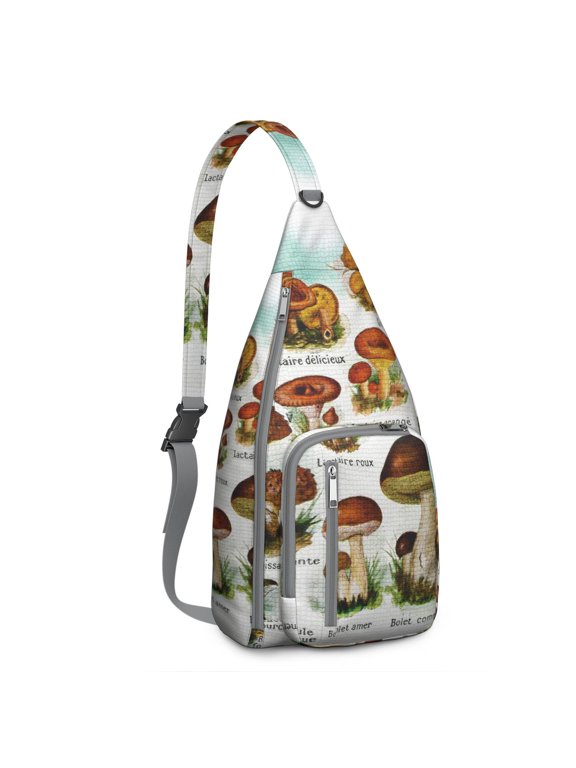 Cottagecore Fungi Crossbody Bag - Whimsical Woodland, Water-Resistant, 19.9×9.4×3.0inch