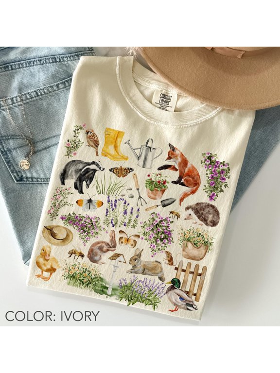 Cottagecore Garden Shirt , Woodland Animal Shirt, Fox Bunny Hedgehog Tee, Forestcore Nature Aesthetic Top, Gift For Gardener