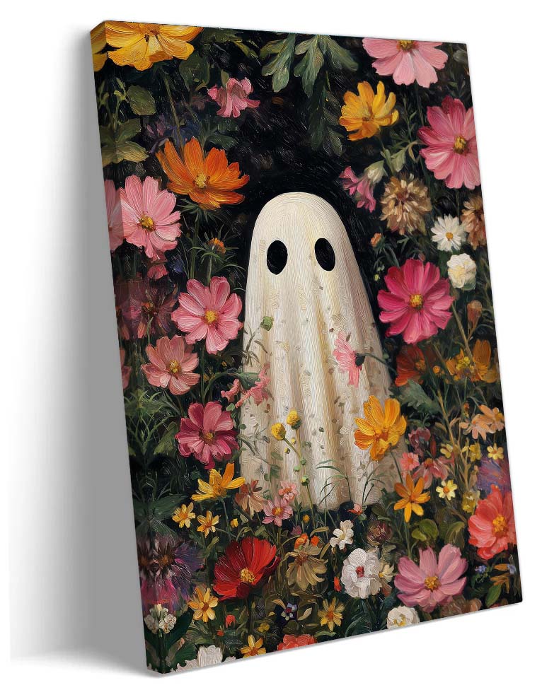 Fall Gost Cottagecore Halloween Ghost Wall Art, Floral Vintage Ghost Print, Moody ...