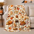 thumbnail image 1 of Cottagecore Harvest decorative motif Pumpkin decorative motif, Playful Food Art Scene, Warm Flannel Blanket for Kitchen and Dining Room, Art Lovers autumn celebration Gift, Playful Home Decor, 1 of 9