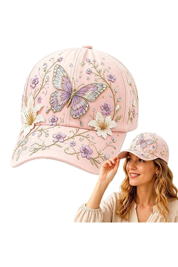 Women's Cottagecore Floral Baseball Cap, Vintage Botanical Adjustable Cotton Sun Hat for Outdoor Gardening