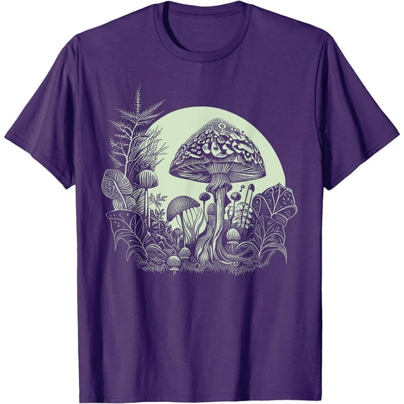 Cottagecore Moon Mushrooms Plants and Trees Unisex T-Shirt for Men Women Kids Toddler
