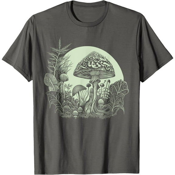 Cottagecore Moon Mushrooms Plants and Trees Unisex T-Shirt for Men Women Kids Toddler