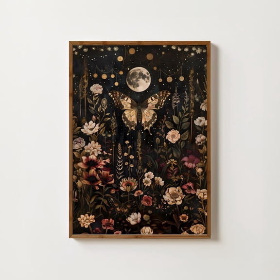 Cottagecore Moth Print Moody Insect Dark Academia Print Celestial Butterfly Antique Moth Art Gothic Decor Goth Wall Art Home Decor #1237, Unframed Poster Size 16x24