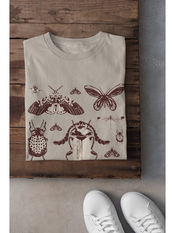 Cottagecore Moths T Shirt, Goblincore Goth , Grunge Fairycore Clothing, Witchy T Shirt, Dark Academia Aesthetic Shirt, Botanical Art Tshirt
