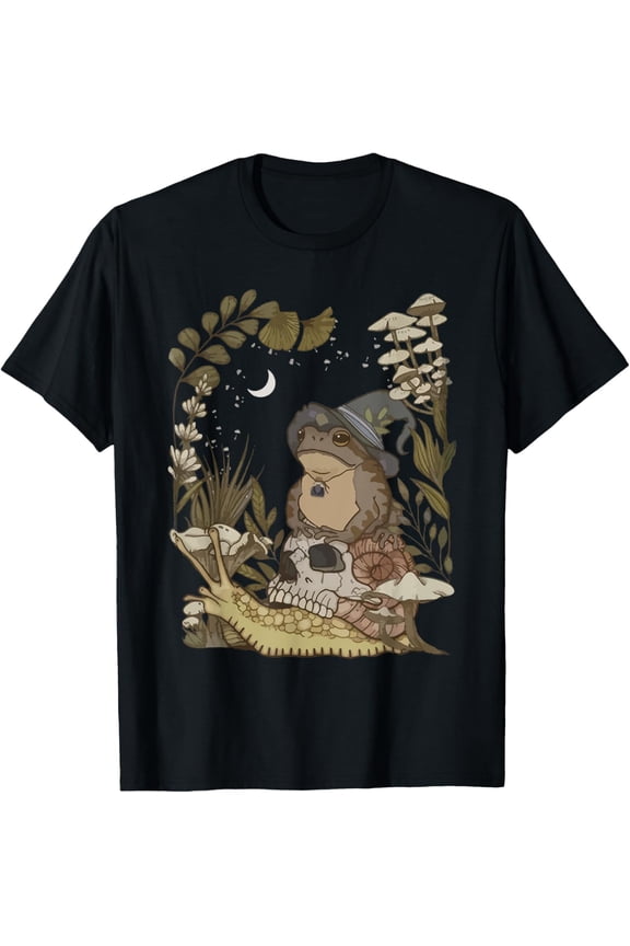 Cottagecore Mushroom Botanical Witchy Frog Goblincore T-Shirt