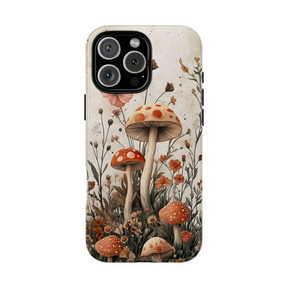 Cottagecore Mushroom Vintage Red Toadstool Flower Phone Case for 11 12 13 14 15 16 17 Pro Max