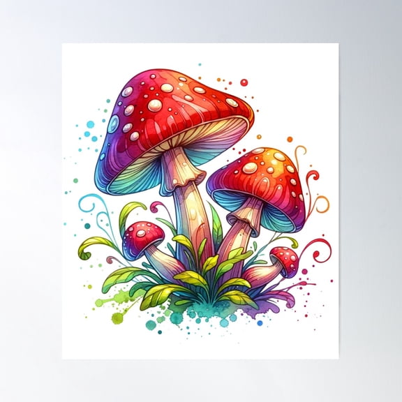 Cottagecore Mushrooms Poster Wall Art, Modern Wall Decor For Living Room Bedroom, 16x24 UNFRAMED