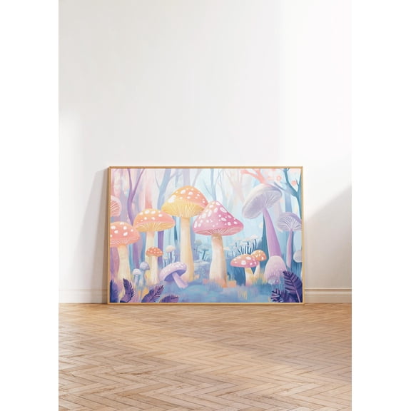 Cottagecore Mushrooms Print, Pastel Mushroom Wall Art, Aesthetic Colorful Poster, Vibrant Hippie Decor, Bright Colors Forest Art Wall Art, Modern Wall Decor, 8x12 UNFRAMED