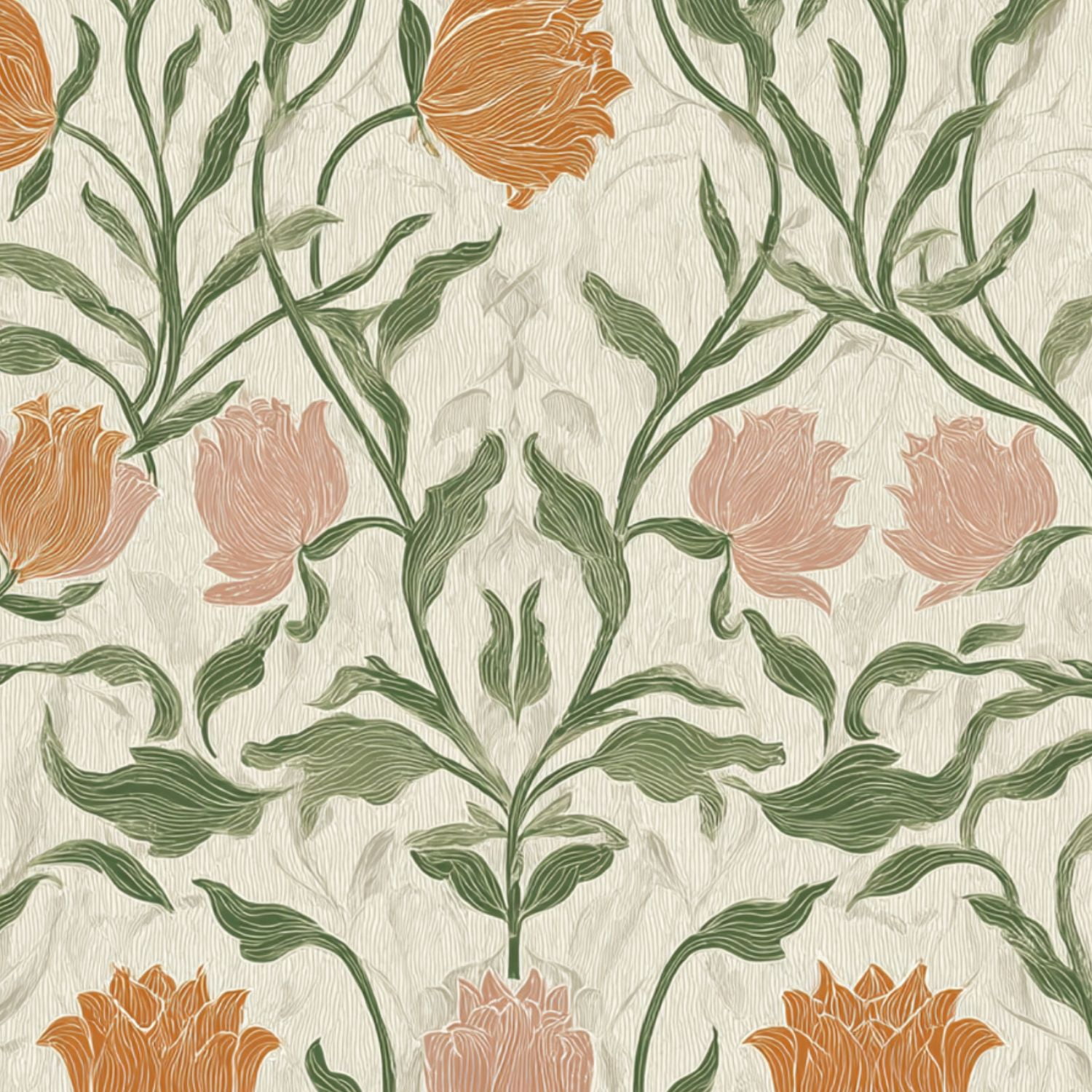 Cottagecore Peel and Stick Wallpaper 17.7in x 9.8ft Vintage Floral Orange Pink Flowers Cream Contact Paper Vinyl Waterproof Self Adhesive Wall Paper for Bedroom Shelf Cabinet Renter Friendly