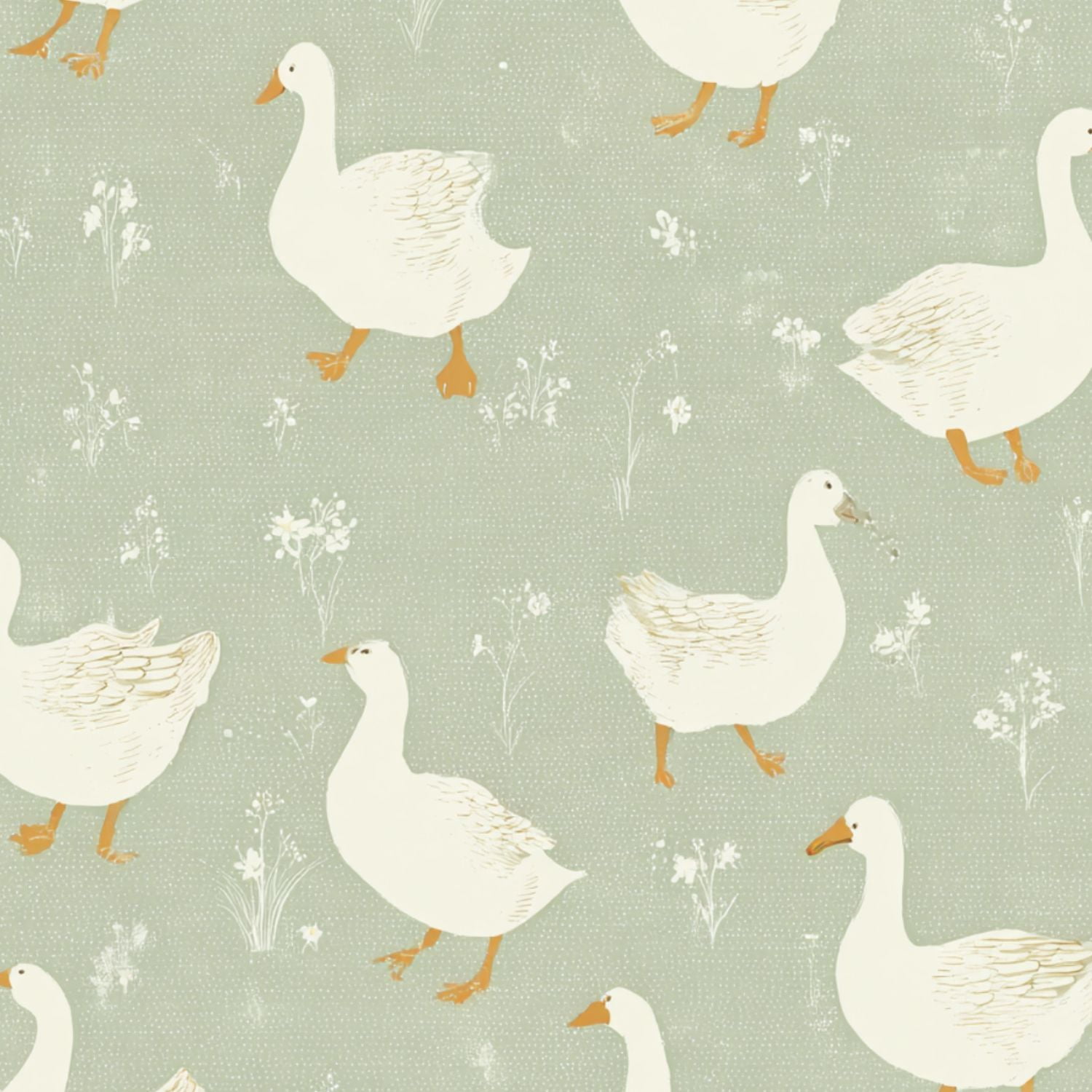 Cottagecore Peel and Stick Wallpaper 17.7in x 9.8ft Vintage Goose Green Floral Accents Contact Paper Vinyl Waterproof Self Adhesive Wall Paper for Bedroom Shelf Cabinet Renter Friendly