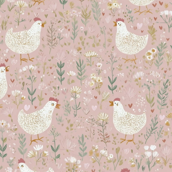 Cottagecore Peel and Stick Wallpaper 23.6in x 9.8ft Charming Floral Chicken Soft Pink Contact Paper Vinyl Waterproof Self Adhesive Wall Paper for Bedroom Shelf Cabinet Renter Friendly