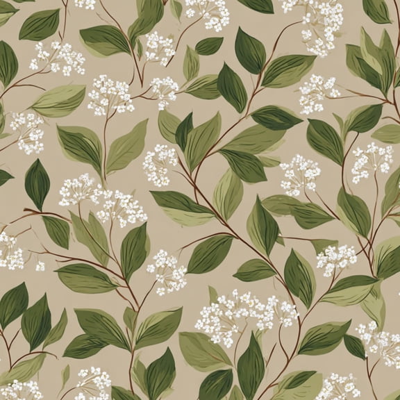 Cottagecore Peel and Stick Wallpaper 23.6in x 9.8ft Elegant Floral Green Leaves White Blossom Neutral Contact Paper Vinyl Waterproof Self Adhesive Wall Paper for Bedroom Shelf Cabinet Renter Friendly