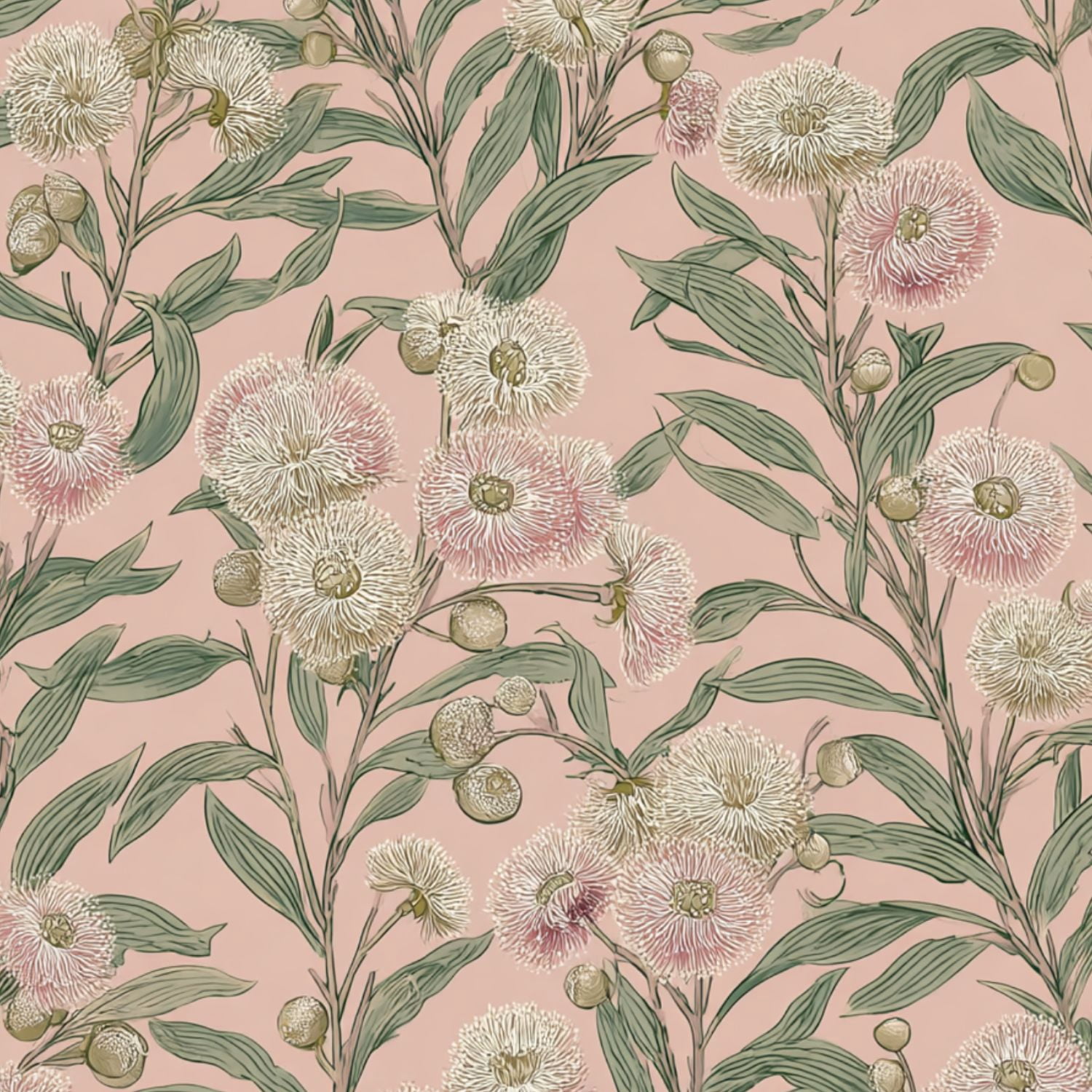 Cottagecore Peel and Stick Wallpaper 23.6in x 9.8ft Floral Eucalyptus Soft Pink Flowers Light Pink Contact Paper Vinyl Waterproof Self Adhesive Wall Paper for Bedroom Shelf Cabinet Renter Friendly