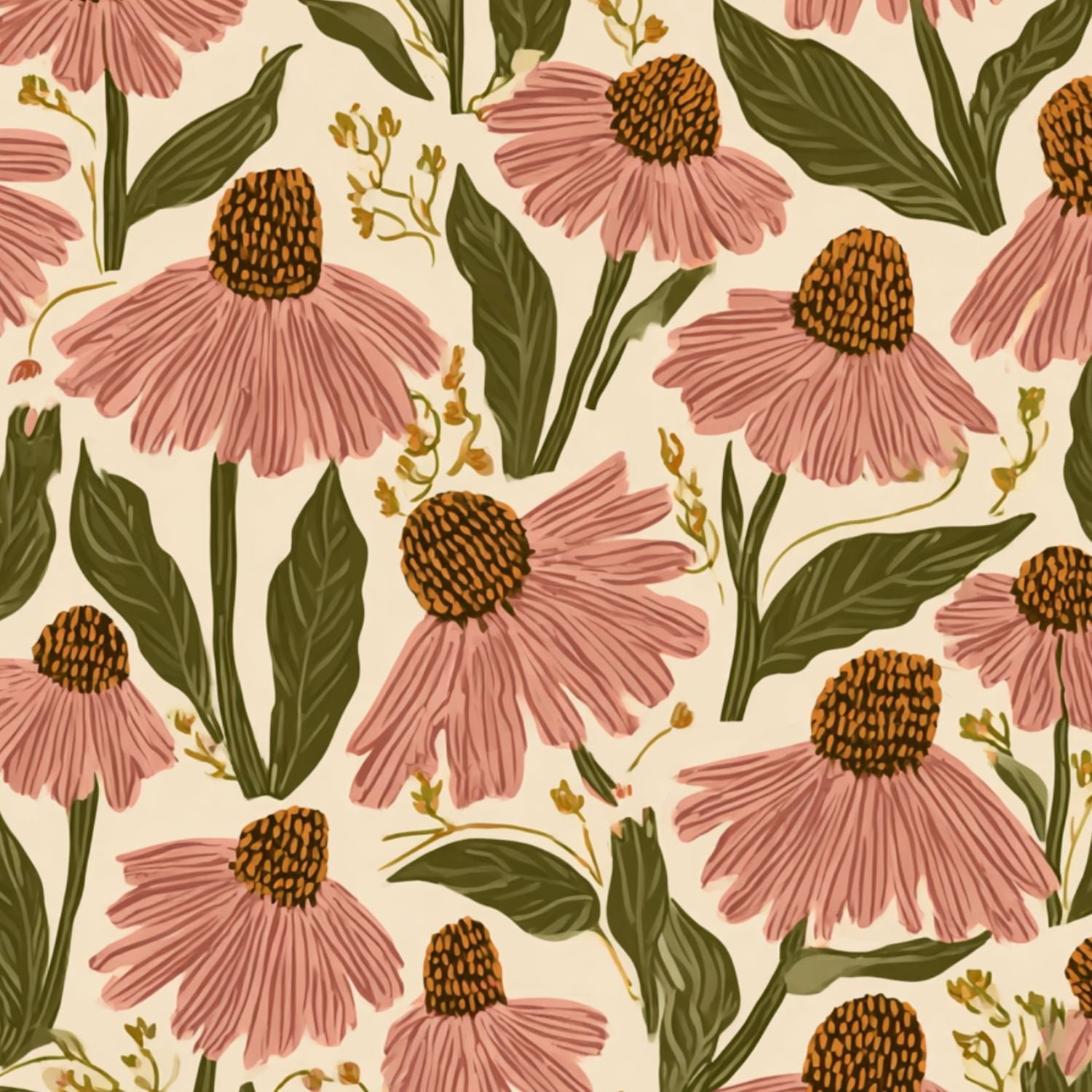 Cottagecore Peel and Stick Wallpaper 23.6in x 9.8ft Pink Echinacea Flower Green Leaves Yellow Accents Contact Paper Vinyl Waterproof Self Adhesive Wall Paper for Bedroom Shelf Cabinet Renter Friendly