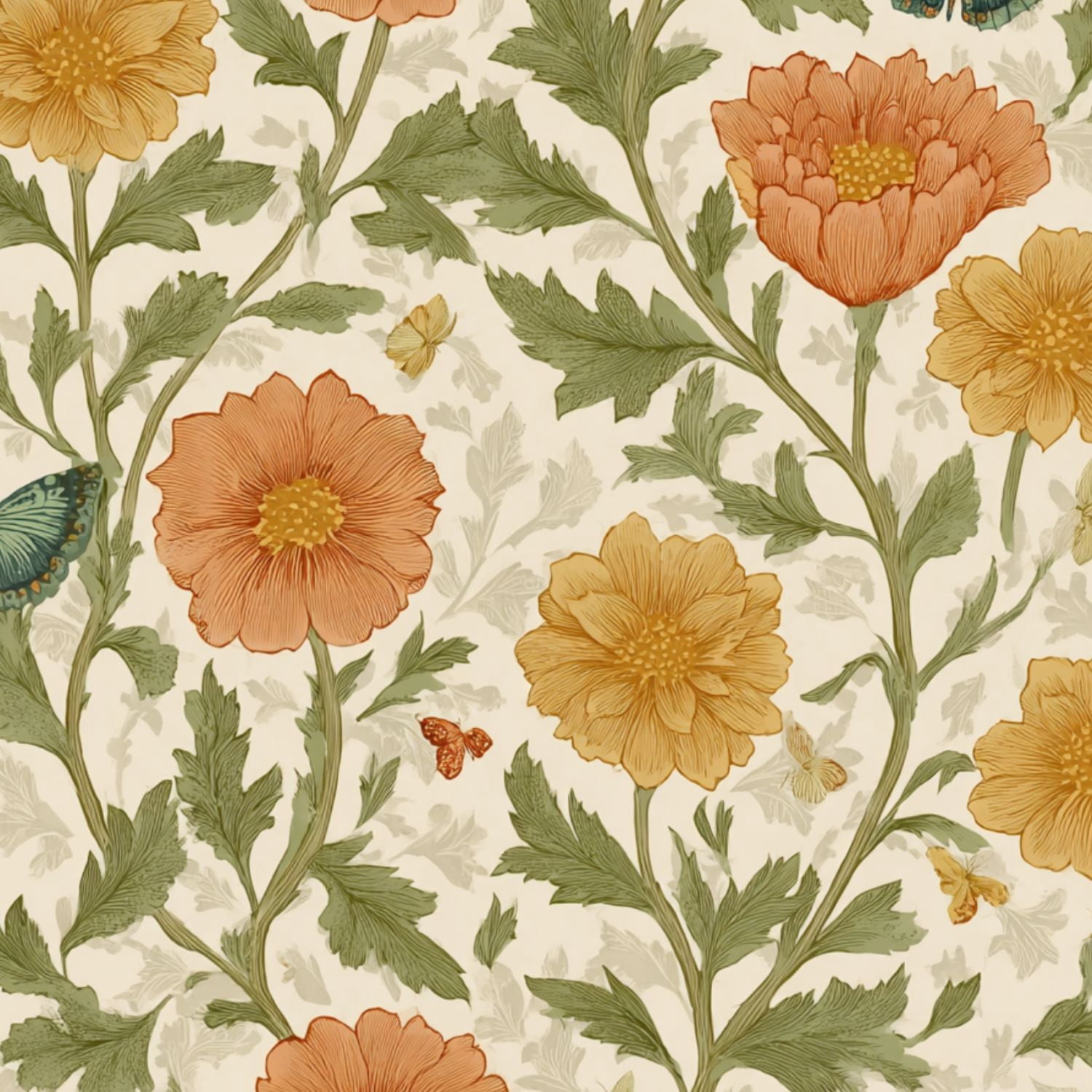 Cottagecore Peel and Stick Wallpaper 23.6in x 9.8ft Vintage Botanical ...