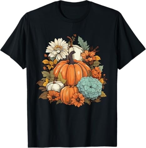 Cottagecore Pum!kins Flowers Fall Vibes Womens Graphic T Shirt ...