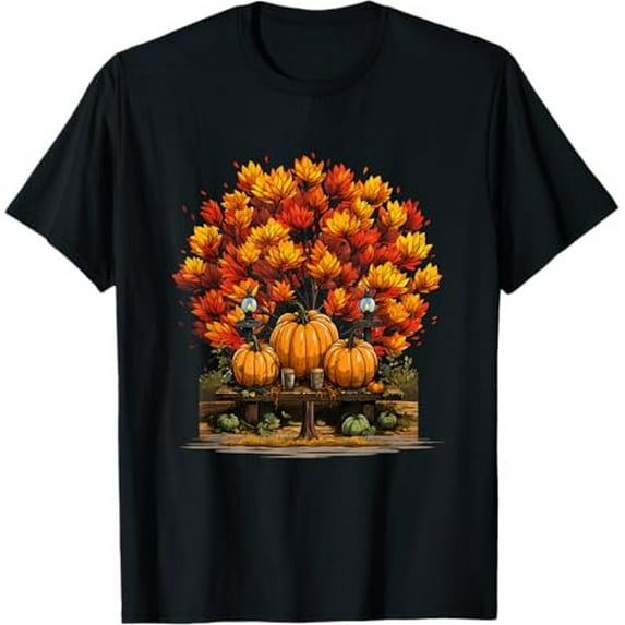 Cottagecore Pum!kins Leaves Trees Fall Autumn Season Graphic T Shirt ...