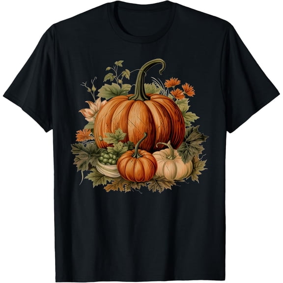 Cottagecore Pumpkin Floral Autumn Fall Season Thanksgiving T-Shirt