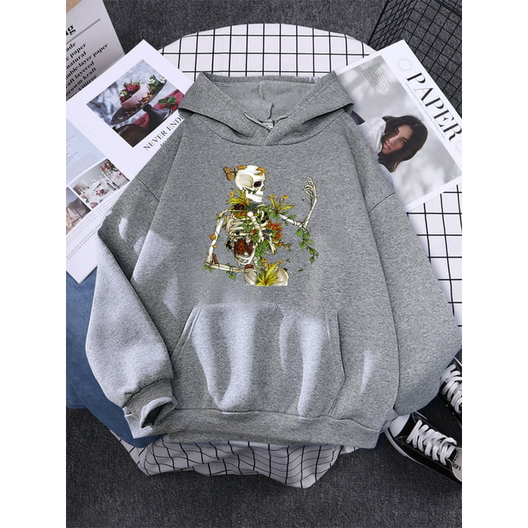 Cottagecore Skull Butterfly Bs And Botany Print Woman Hooded Oversize Casual Clothes Fashion Creativity Pullover Women Hoodie Walmart