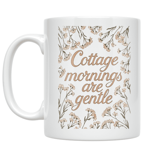 Cottagecore Soft Cottage Mornings Scene - Tea Lover - 11 oz Ceramic Coffee Mug