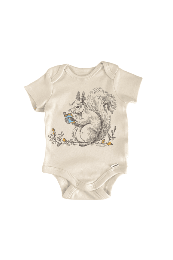 Cottagecore Squirrel Book Newborn Baby Bodysuit