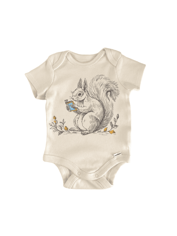 Cottagecore Squirrel Book Newborn Baby Bodysuit