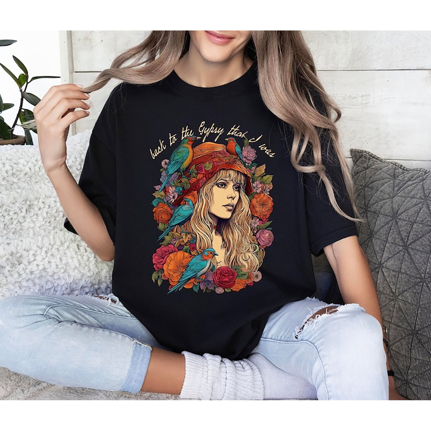 Cottagecore Stevie Nicks T Shirt, Wildflower Fleetwood Mac Member Tee