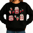 thumbnail image 1 of Cottagecore Strawberry Jam Womans Sweatshirt Graphic Sweatshirt Black White S-3XL Gift Loose Fit Crew Neck Tops, 1 of 4
