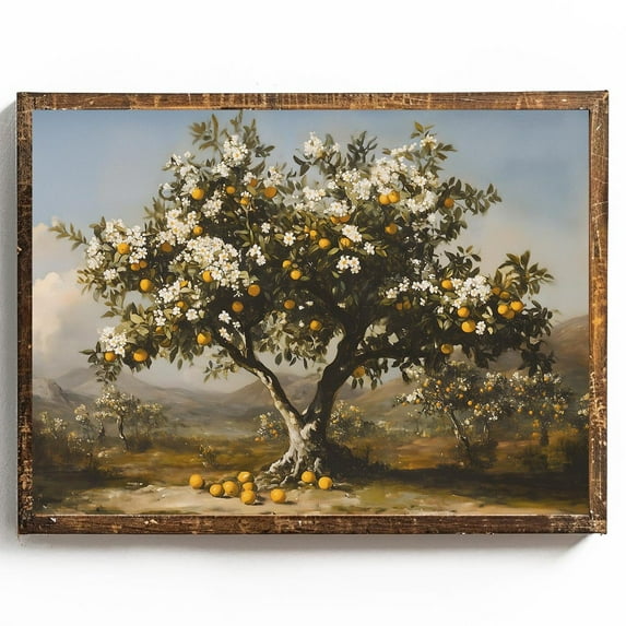 Cottagecore Summer Wall Art For Spring Decor Cottagecore Lemon Tree Orange Tree Botanical Poster Vintage Tree Illustration Vintage, F038, 12x18 UNFRAMED
