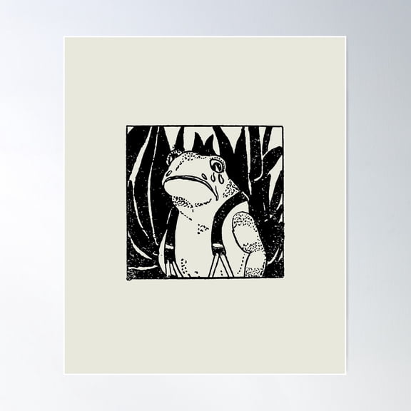 Cottagecore Vintage Frog Crying: Cute, Sad, Emo Bohemian Toad In A Gremlincore Farmcore Setting Poster Wall Art, Modern Wall Decor For Living Room Bedroom, 24x36 UNFRAMED