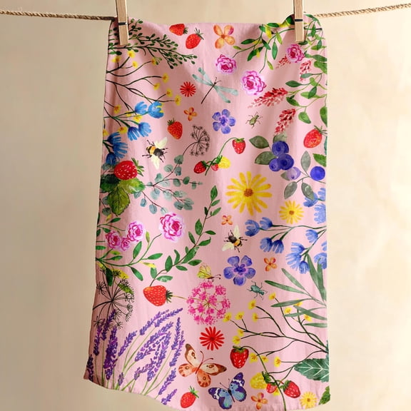 Cottagecore Wildflower Dish Towel Cotton Floral Kitchen Decor