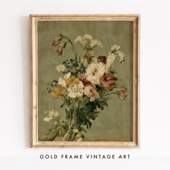 Cottagecore Wildflower Print Botanical Block Print Vintage Rose Blooms Rustic Floral Art Antique Wall Decor