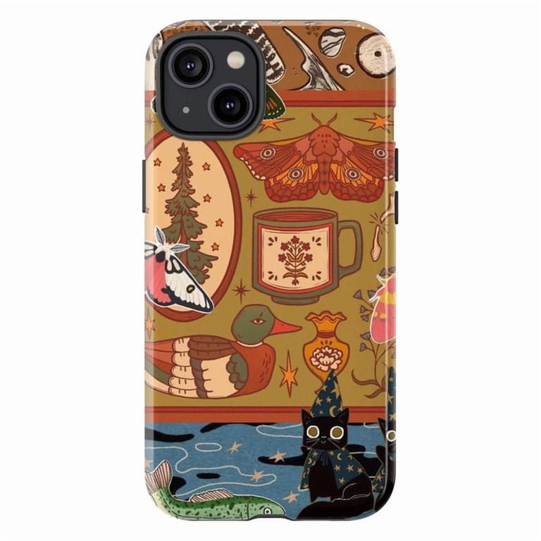 Cottagecore Witch Cat & Moth Phone Case, Vintage Nature Aesthetic Cover for iPhone 17 16 15 14 13 12 11 Pro Max Plus Mini Cottagecore Witch Cat & Moth Phone Case, Vintage Nature Aesthetic Cover for iPhone 17 16 15 14 13 12 11 Pro Max Plus Mini