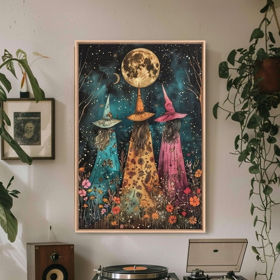 Cottagecore Witches Wall Art Print, Wildflower Halloween Home Decor ...