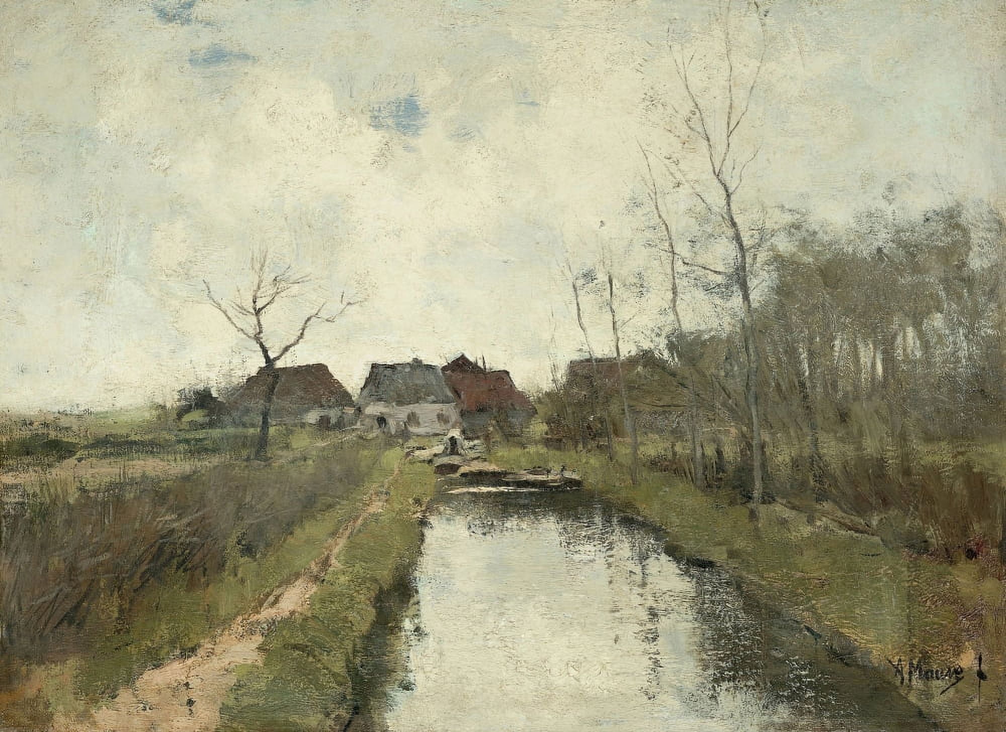 Cottages Near A Ditch Canvas Art - (36 x 24)