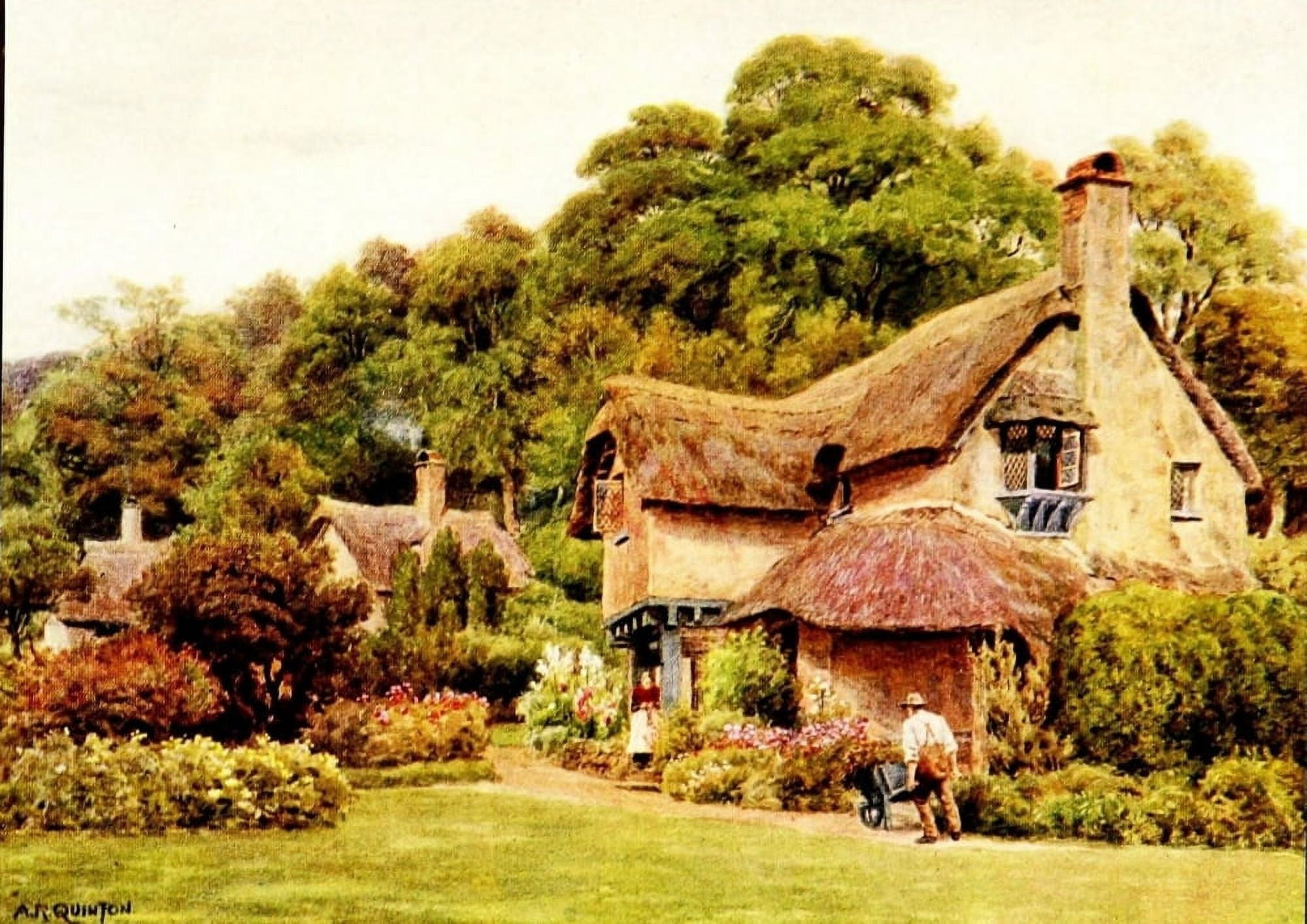 Cottages & Village Life 1912 Almshouses Selworthy Green Somerset Canvas Art - Alfred Quinton (24 x 36)