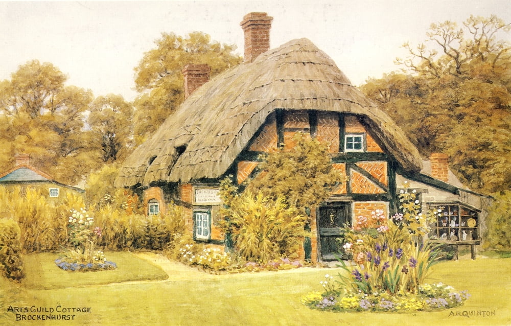 Cottages & Village Life 1912 Arts Guild Cottage Brockenhurst Canvas Art - Alfred Quinton (18 x 24)
