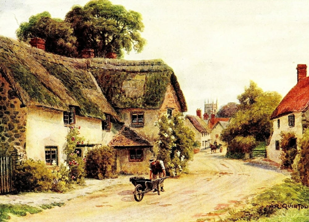 Cottages & Village Life 1912 Carhampton Somerset Canvas Art - Alfred Quinton (18 x 24)